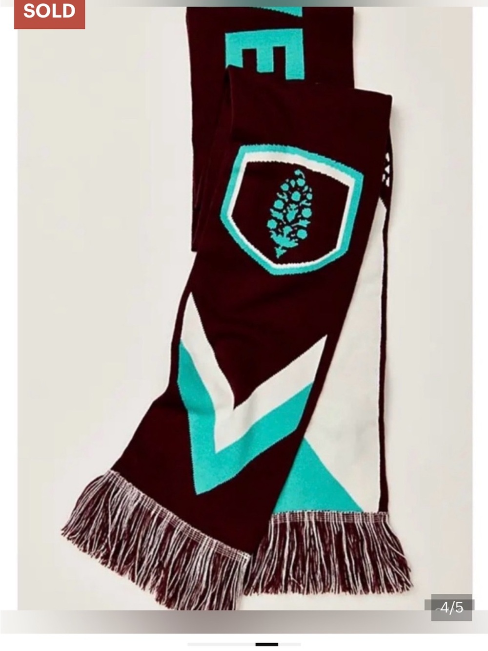 Free People Maroon Scarf with Teal and White Accents
